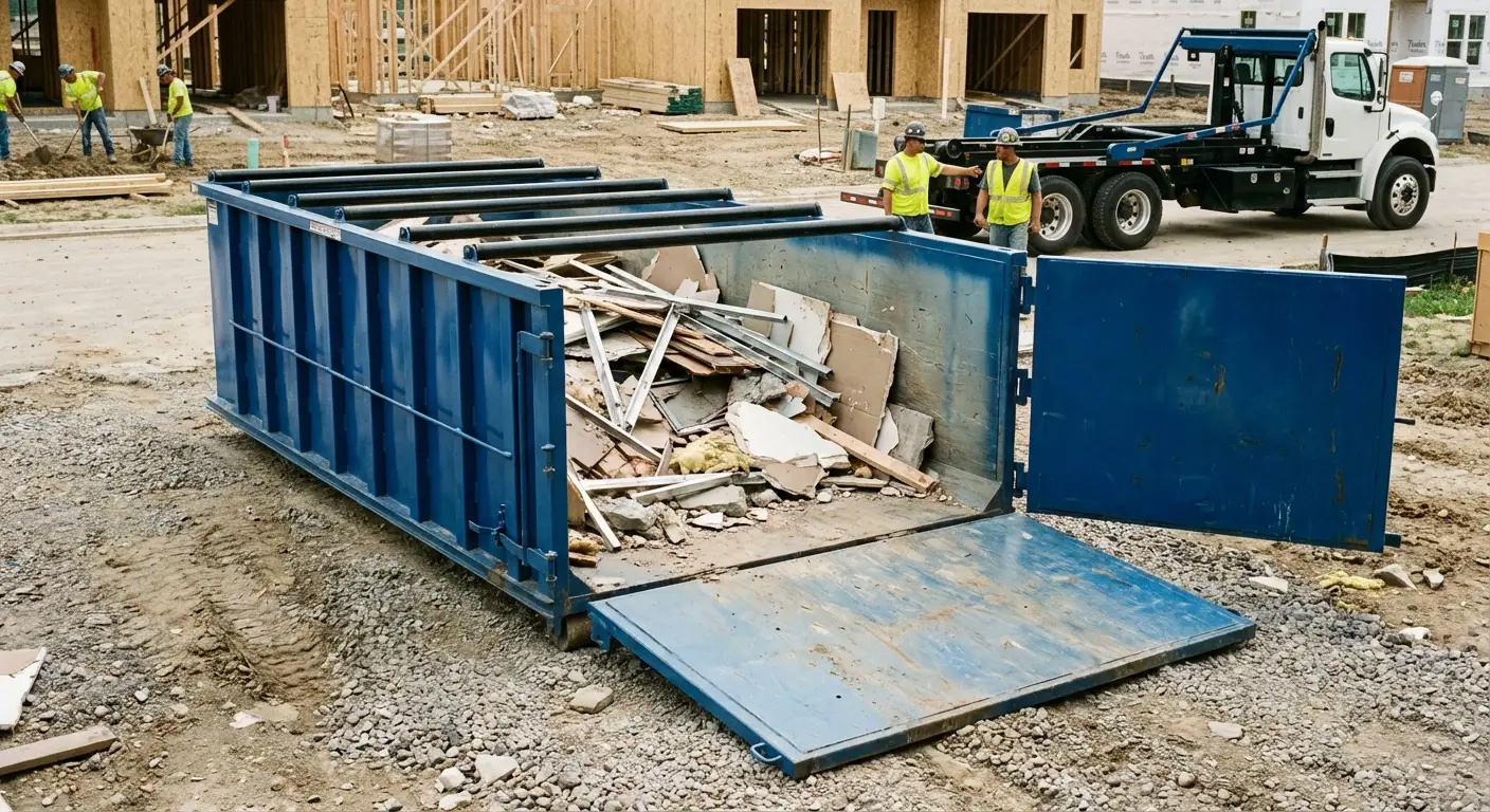 Dumpster with walk-in loading door in Syracuse, NY