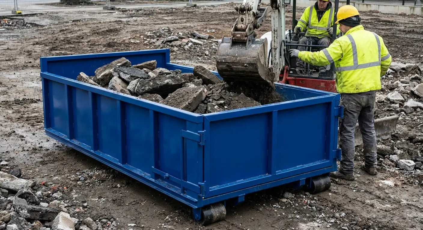 Heavy debris dumpster loaded with concrete in Syracuse, NY