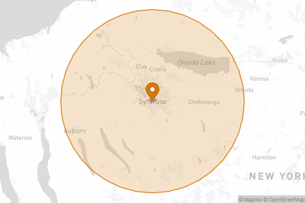 service area service area map in Syracuse, NY
